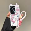 KEYSION Cute Ear Cartoon Case for OPPO A79 5G with Lanyard Soft Silicone+PC Shockproof Phone Back Cover for OPPO A79 5G
