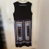 Used Sleeveless Pleated Dress with Geometric Pattern