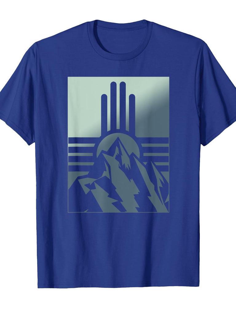 New Mexico State Zia Symbol  Mountains Graphic TShirt 100 Cotton ONeck Short Sleeve Summer Casual Mens Tshirt Streetwear
