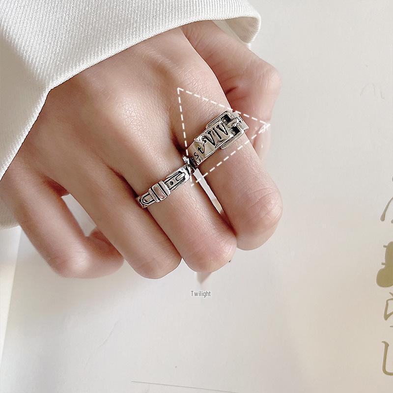 Retro 925 Thai Silver Non-Fading Open Ring: Niche Belt Design, Cross-Border Style, Women's Sterling Silver Ring.