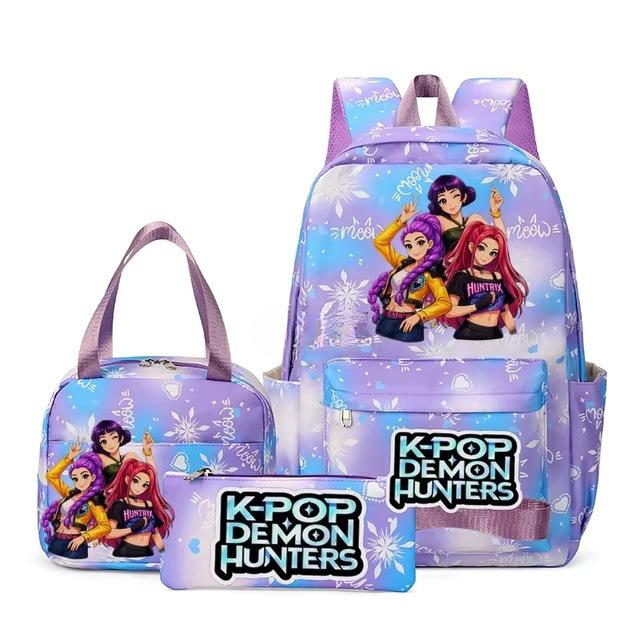Kpop Demon Hunter Backpack Large Capacity Sports Travel Backpack Student Notebook School Bag Casual Backpack Three-piece set