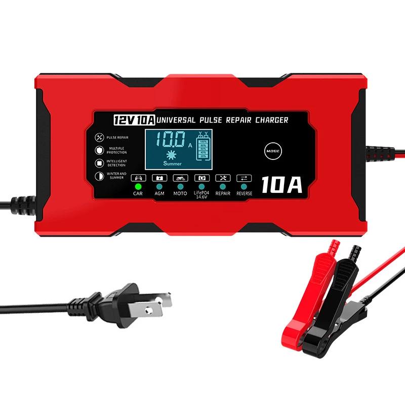 

12 В 10 А Зарядное устройство для автомобильного аккумулятора 14,6 В 10 А Импульсное восстановление Смарт-зарядное устройство ЖК-дисплей Для Lifepo4 Свинцово-кислотный AGM GEL PB Литиевый зарядник