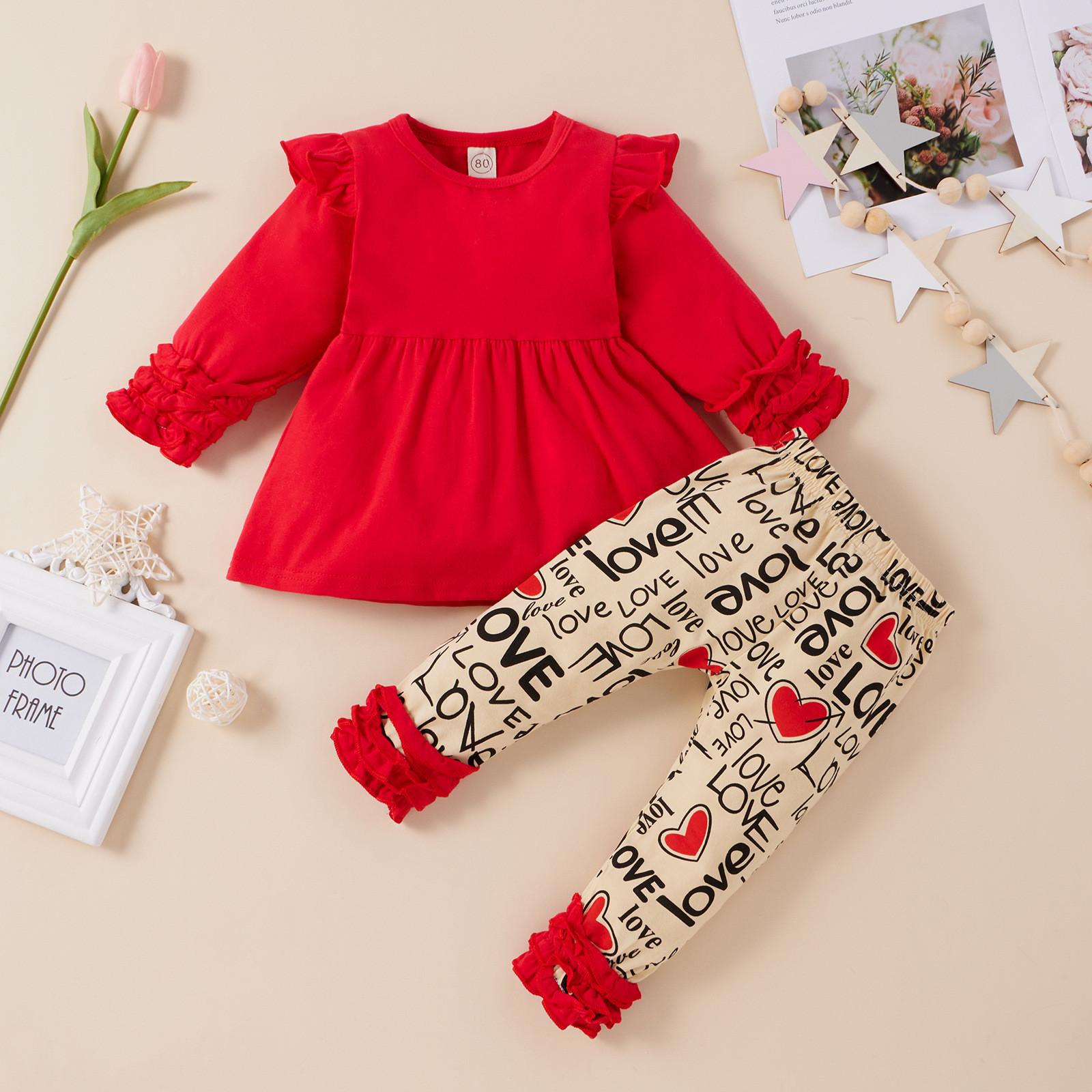 

Newborn Infant Baby Girl Letter Tops+Pants Valentine s Day Outfit Set