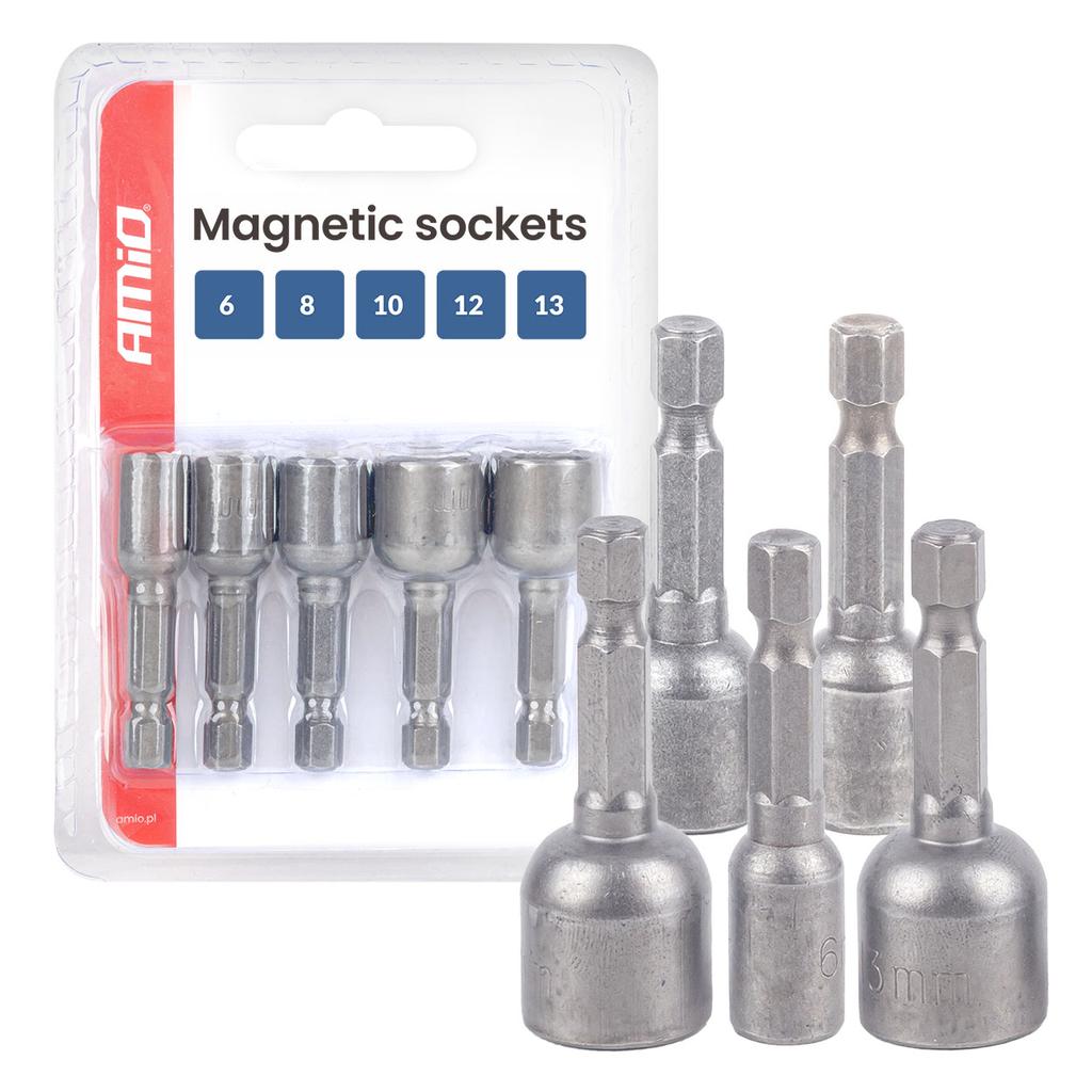 Magnetic Socket Set 5 Pcs 6-8-10-12-13mm Amio-04937