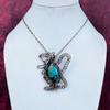Chrysocolla Gemstone Pendant Copper Wire Wrapped Handmade Jewelry Rabbit Pendant