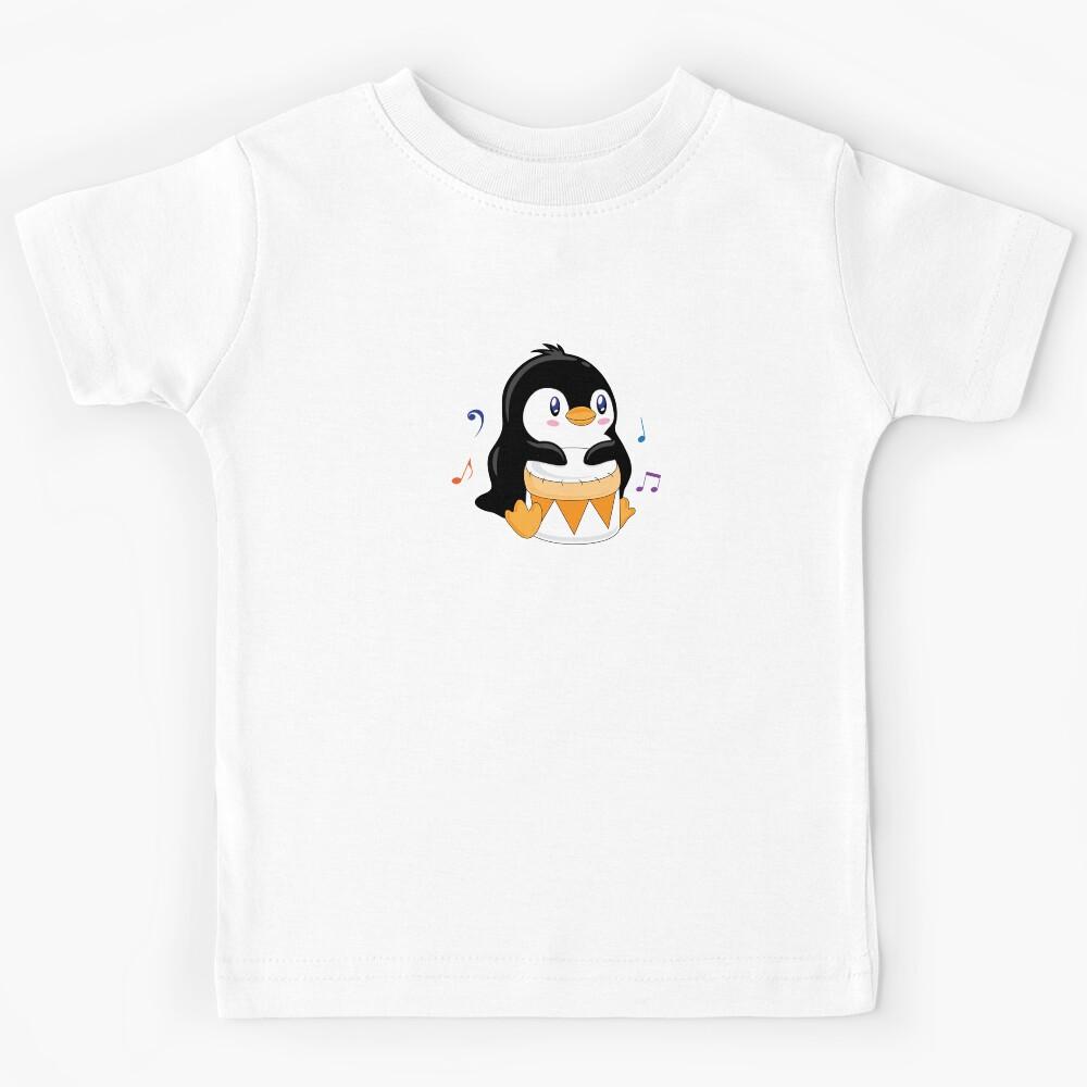Cute Penguin Playing Drum Kids T-Shirt 150