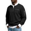 Men's Waffle Textured Half Zip Sweatshirt Stand Collar Long Sleeve Casual Pullover