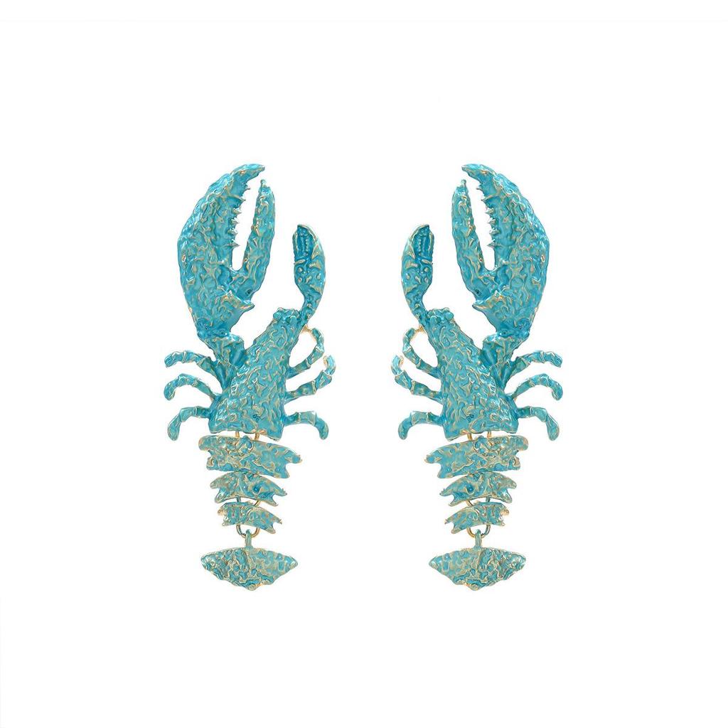Exaggerated Ocean Breeze Multi-layered Lobster Summer Beach Style Fashionable Earrings for Ladies with Brushed Finish.