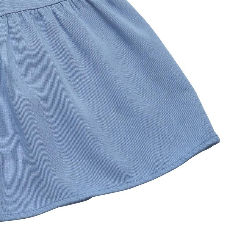 Dámské nové letní jednobarevné šaty s výstřihem do V a stojáčkem, střední délky