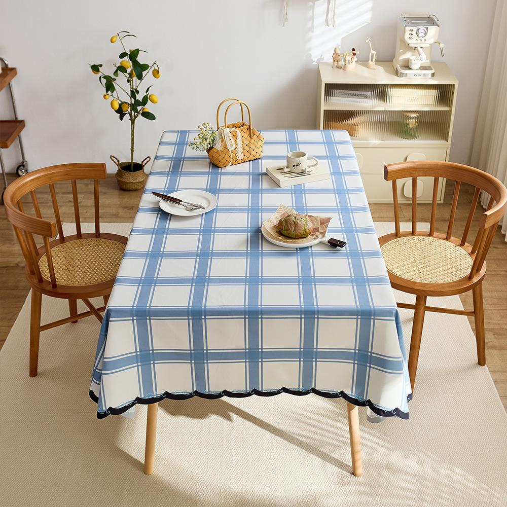 Plaid Table Cloth Simple Modern Light Luxury High-End Rectangular Fabric Waterproof Coffee Table Mat