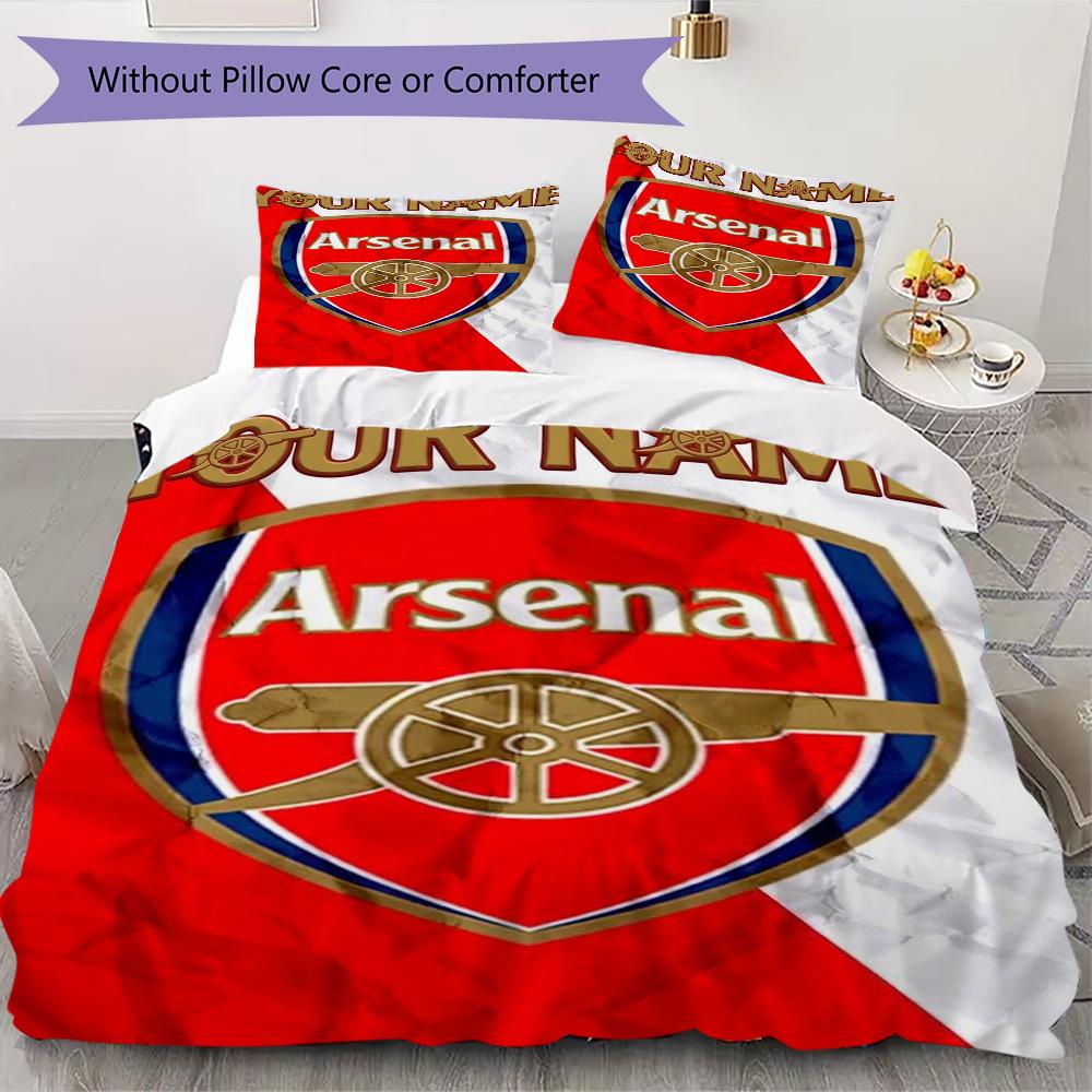 Custom Name Arsenal Pattern Bedding Uilt Set Uilt Cover Pillowcase Home Decoration Birthday Gift (1*duvet Cover+2*pillowcase Without Core)