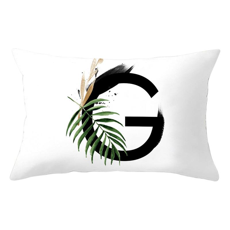 30x50cm 26 Letters Polyester Pillowcase Green Leaves Plant Cushion Cover Living Room Home Decoration Car Waist Throw Pillow Case