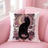 Cushion Cover Retro Art Noble Black Cat Short Plush Soft DoubleSided Printing Pillow Case Cozy Sofa Bedroom Home Decor Gift