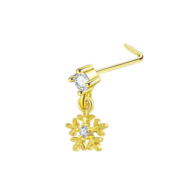 

L-Shaped Rod Curved Needle Puncture Colored Jewelry Christmas Pendant Nose Stud Gold Nose Drop Ear Cartilage Nail