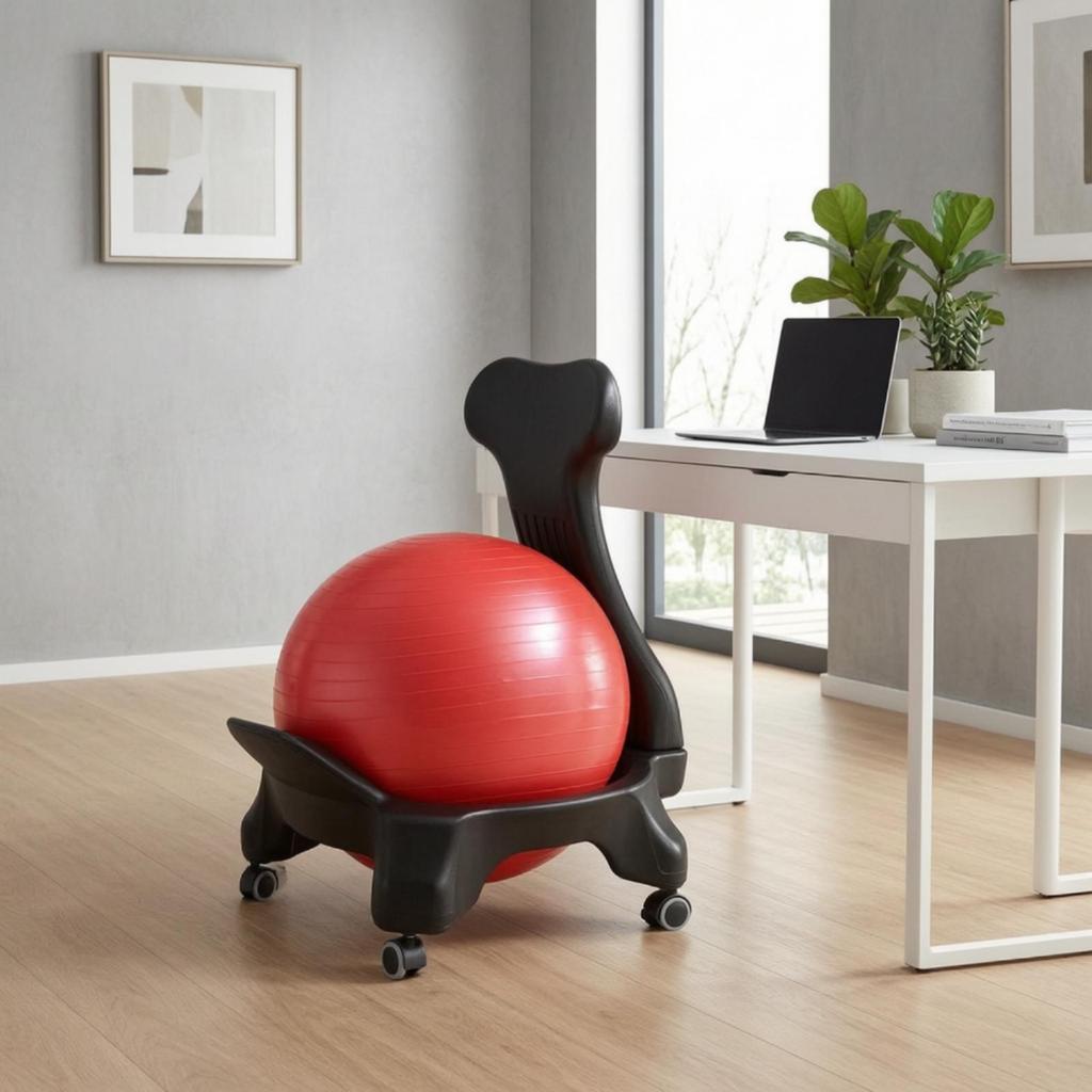 Exercise Ball Chair Frame Mobile Balance Base Wheeled