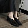 Fashion 2025 New Fashion Spring Women Pumps Square Toe Med Heels Genuine Leather Chunky Heel Pumps Retro Slip On Modern Ladies Shoes