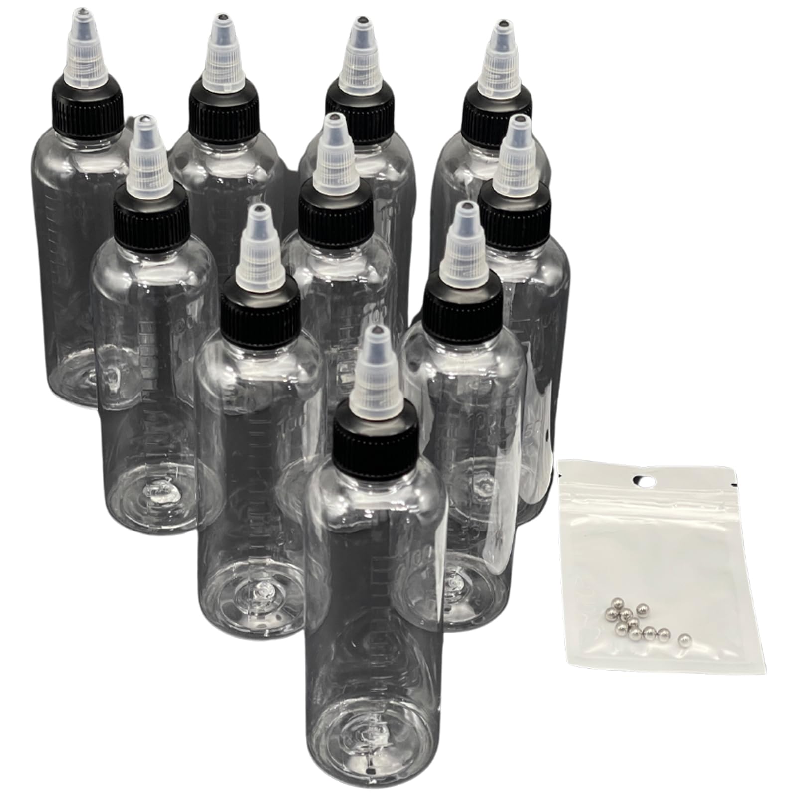 

TIGRE BLANC Clear Dropper Bottles with Measuring Sticks and Stirring Perfect for Diluting Plastic Spare Set of 100ml Balls, Paint, Models, Parts, 10,