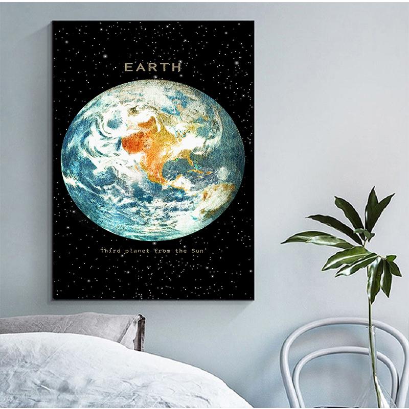 Space Earth Moon Venus Sun Saturn Posters and Prints Planet Wall Art Canvas Painting Modern Picture for Living Room Home Decor