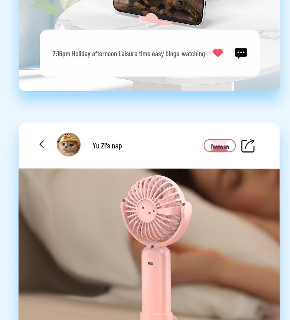 Portable USB Handheld Mini Oscillating Fan for Students and Dorms