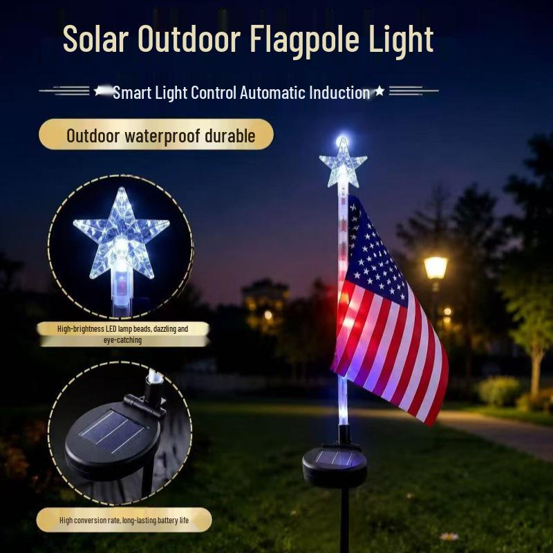 Solar LED Ground Plug Independence Day Flag Lawn Lamp - Colorful Outdoor Garden Decoration Ground Plug Light