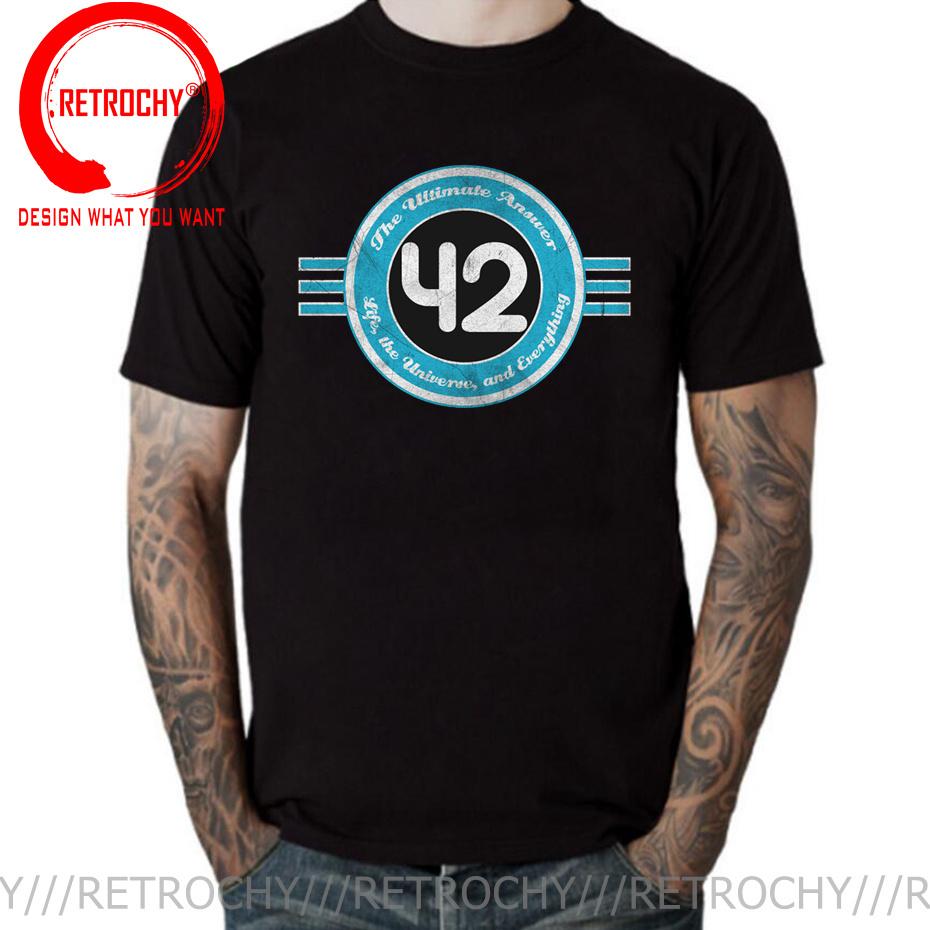 Men 42 The Answer To Life The Universe And Everything Douglas Adams T Shirt 100 Cotton Tops Crew Neck Tees Gift Idea TShirts