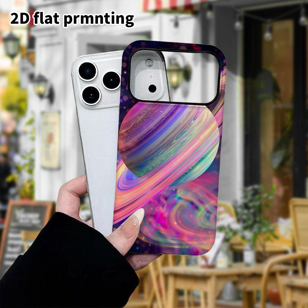 Phone Case: 2D Flat Design Suitable for iPhone 18 17 16 15 14 13 Pro Film Protective Case, Couple Style, Colorful Saturn, Christmas and Halloween Holi