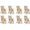 VidaXL Folding Garden Chairs with Cushions 8 Pcs Acacia Wood