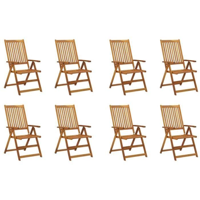 VidaXL Folding Garden Chairs with Cushions 8 Pcs Acacia Wood