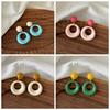 Colorful Round Drop Earrings Cute Contrast Color Eardrop  Summer Season