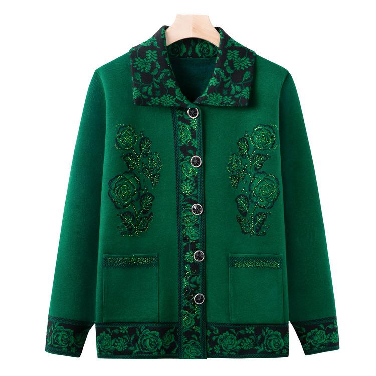 

Вязаный свитер для женщин среднего и пожилого возраста, осенне-зимний стиль, куртка для мамы, свободный кардиган для пожилой женщины, базовый зимний свитер для бабушки 4XL