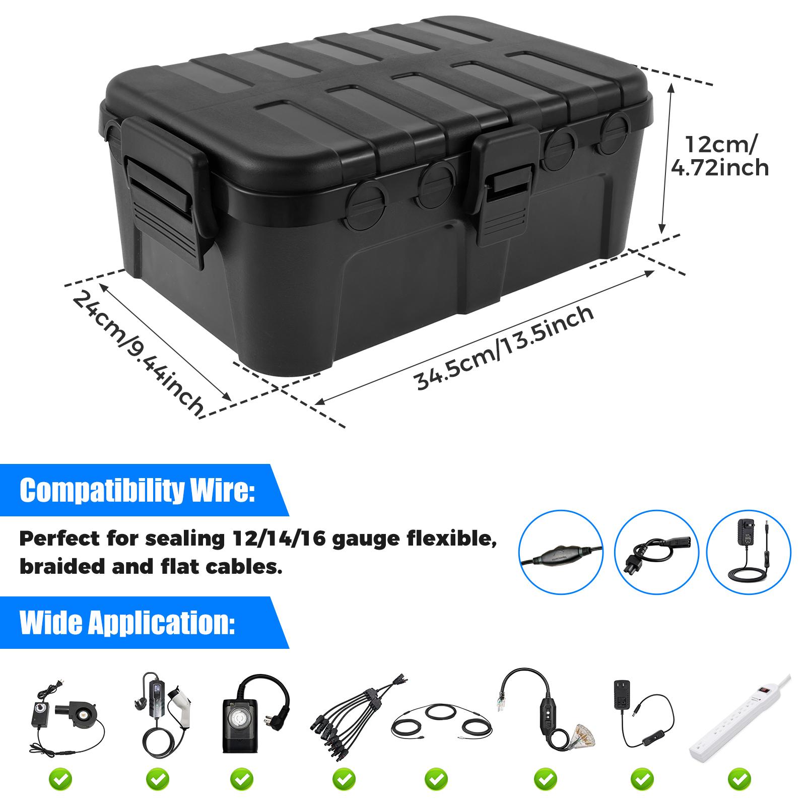 

Outdoor Electrical Box IP54 Waterproof Outdoor Extension Cord Box Waterproof Weatherproof Connection Box Black Outside Power Cor чорний