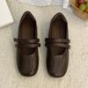 Fashion New Fashion Leather Square Toe Women's Shoes 2025 Mary Janes High Quality Soft Flat Shoes Comfortable Versatile Lady Shoes