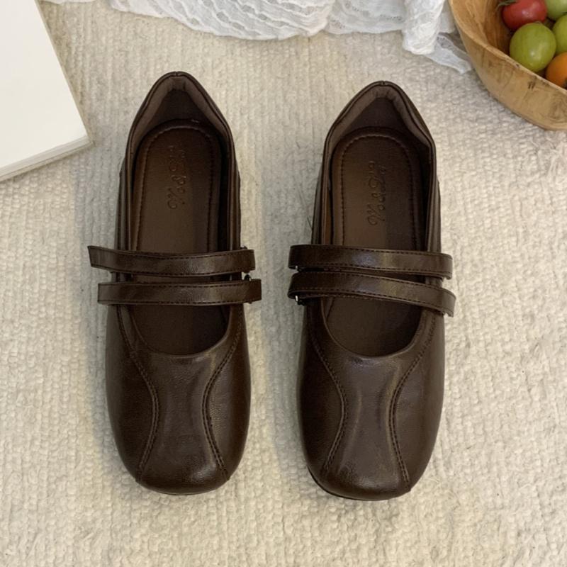Fashion New Fashion Leather Square Toe Women's Shoes 2025 Mary Janes High Quality Soft Flat Shoes Comfortable Versatile Lady Shoes