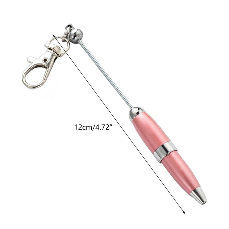 5pcs Writing Pen Beadable Ballpoint Pen with Keychain Beaded Pen for Student