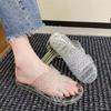 Women's Transparent Crystal Flat Sole Slippers Summer New Open Toe Soft Sole Non Slip Anti Odor Home Slippers Bathroom Slippers