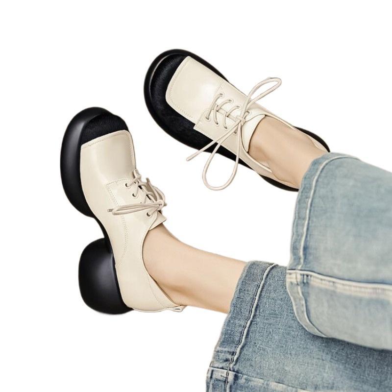 Fashion Hot Selling 2025 Women's Single Shoes New Thick Sole Color Matching Lace-up Mary Jane Shoes Casual Fashion Light Sweet Shoes