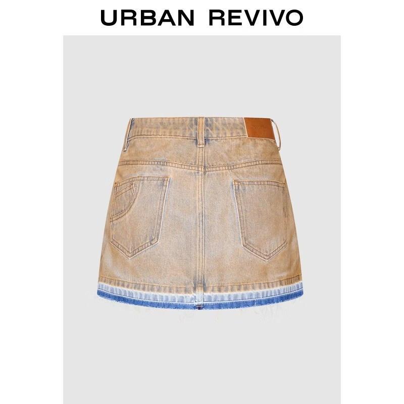 UR 2025 Women's Retro Washed Denim Mini Skirt