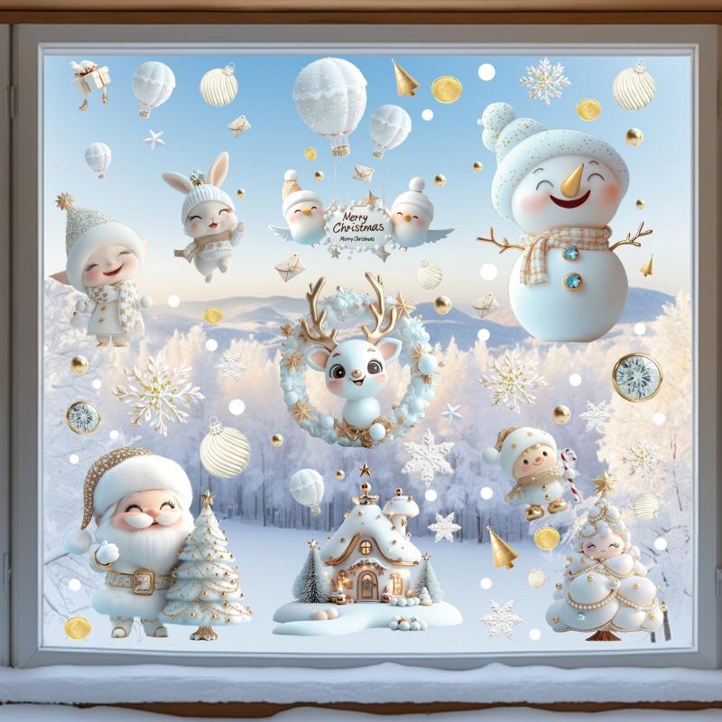 Weihnachtsdekoration Glas Fensterschmuck Statisch Haftend Neujahrsveranstaltung Festival Szene Aufbau Fensterglas Aufkleber