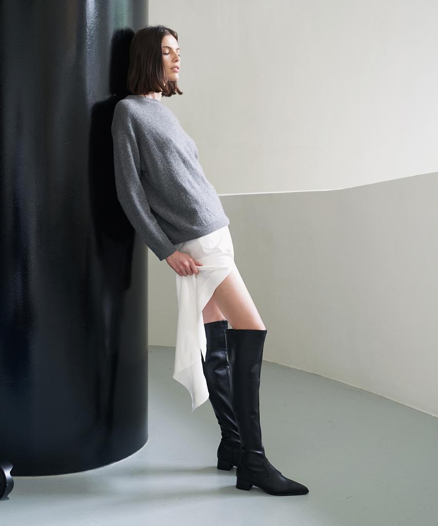 Moodnight Harper Knee-High Boots - 4 Colors 4Cm Stretch Knee-High Flat Boots (Type B)
