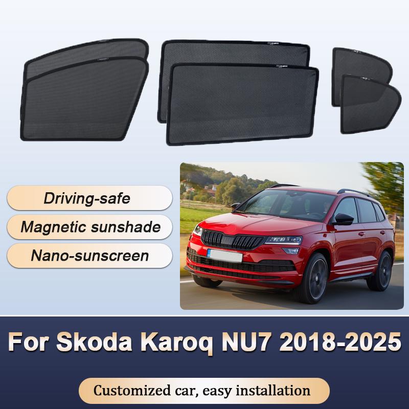 Sun Shades For Skoda Karoq NU7 2018 2019 2020-2025 Sunshades Magnetic Heat Insulation Mesh Window Curtains Visor Car Accessories