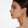 Fashion personality long pearl fringed earrings femininity versatile trendy earrings elegant and exquisite earrings