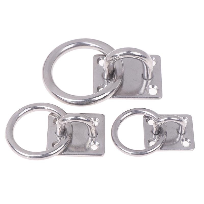 304 Stainless Steel Square Marine Eye Plate Eye Hook With Round Ring Lashing Tie Down Boat Yacht Boat Marine Hardware 5/6/8Mm