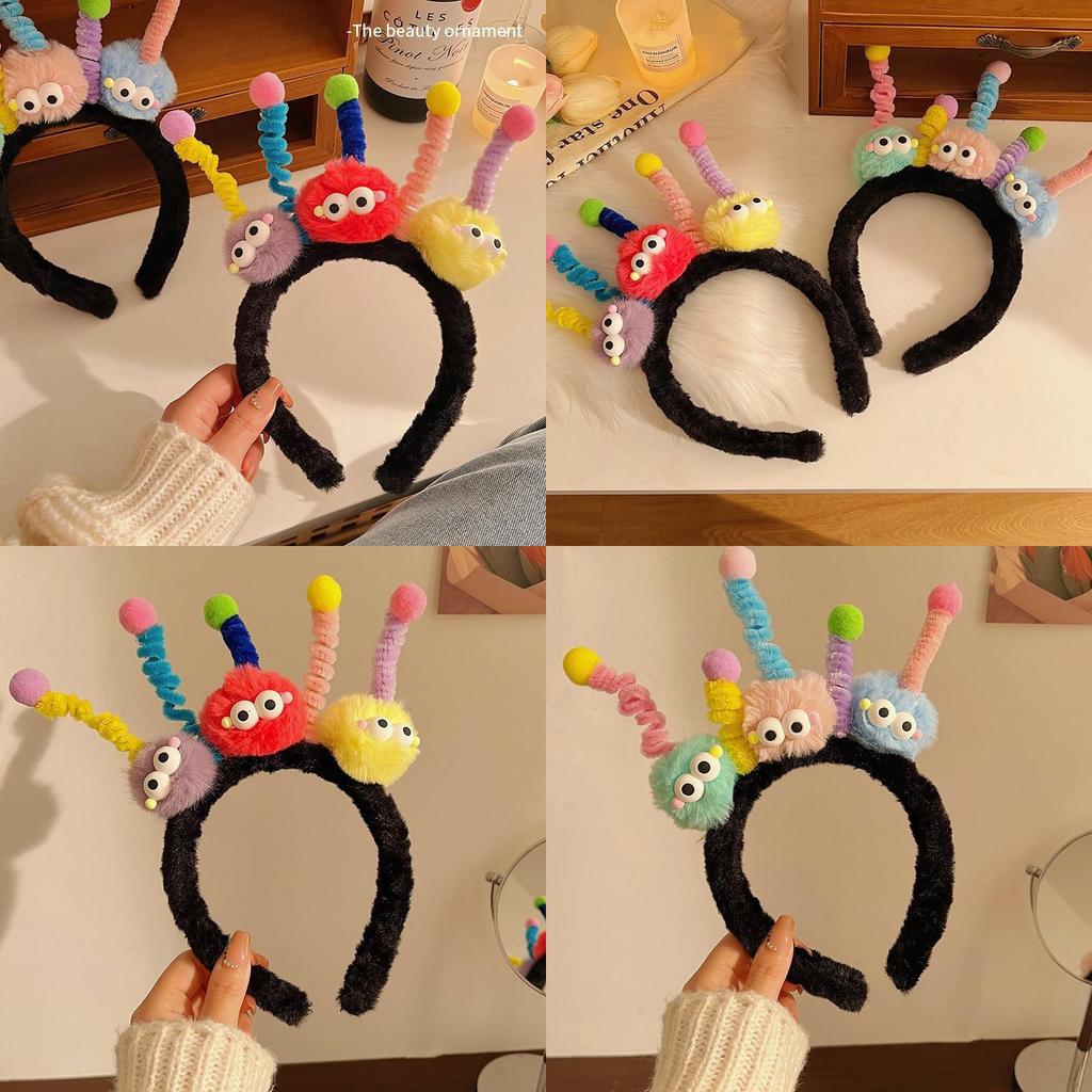 Cute Cartoon Twist Stick Hairband Women's 2023 New Hair Clip Pressed Hair Tie Wash Face Plush Headband High Skull Cap