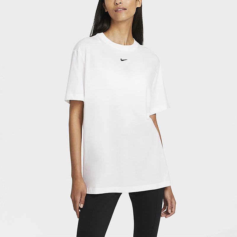 Nike Sportswear Essential Solid Logo Casual Crew Neck Short Sleeve T-Shirt Women Tops White DH4256-100