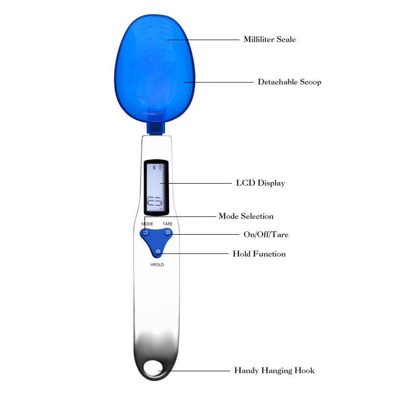 New Three-Spoon Digital Kitchen Scale - 0.1g Precision, 500g Capacity, Ideal for Ingredient Weighing