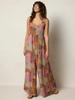 Women Square Neck Sleeveless Floral Patchwork Wide Leg Jumpsuit Bohemian Summer Loose Fit Playsuit