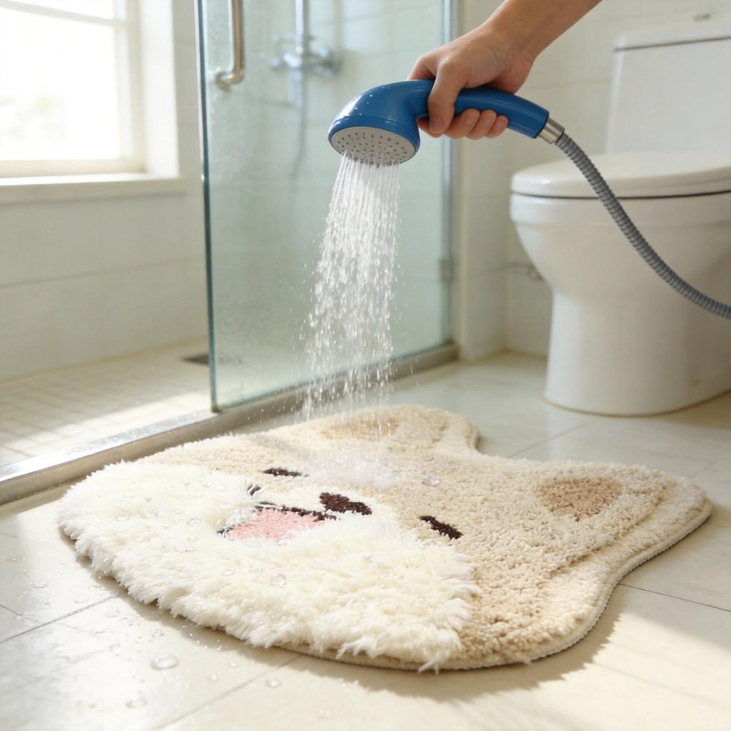 Cartoon Dog Shaped Bathroom Absorbent Mat With Non Slip Backing For Kids Room Decor