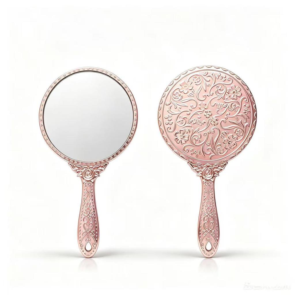 European Retro Princess Style Handheld Beauty Mirror - Portable, High-Definition, Thickened, Ideal for Makeup and Microblading