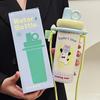Cute Cat 600ml Insulated Water Bottle With Double Drinking Straws For Kids And Teens