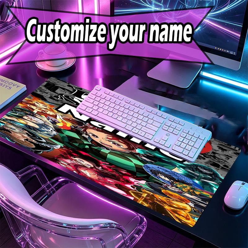 Custom Name Personalized Demon Slayer Pattern Mousepad, Laptop PC Desk Mat, Decorative Desk Mat for Home Keyboard Pad Gift